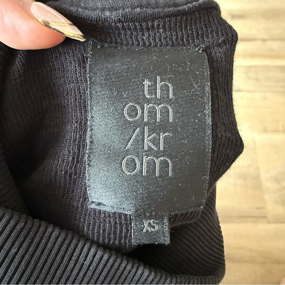 thom/krom Black Oversized Mock Neck Cotton Sweatshirt Midi Dress - One Size - Picture 4 of 5